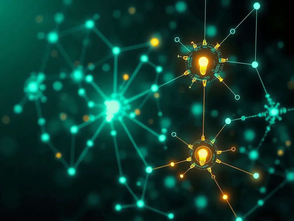 Abstract high-tech background with glowing neural network no